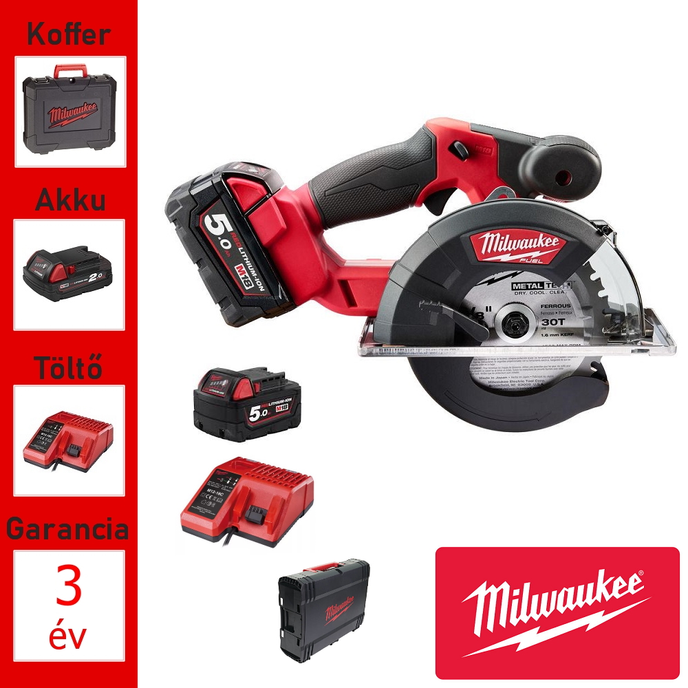 Milwaukee 18V fémvágó körfűrész 150mm + 2 akku, töltő, koffer